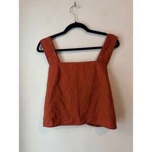Miou Muse Faux Wrap Tank Crop Terracotta Size Small Relaxed Fit‎ Lightweight